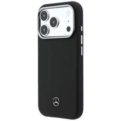 Mercedes Leather Semi Wrap Wood Effect MagSafe Case for iPhone 17 Pro Max - Black_1