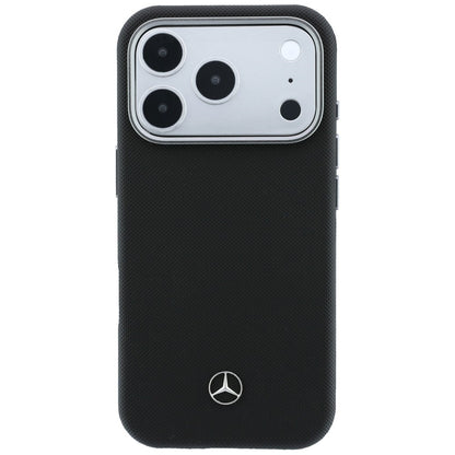 Mercedes Leather Semi Wrap Wood Effect MagSafe Case for iPhone 17 Pro Max - Black_2