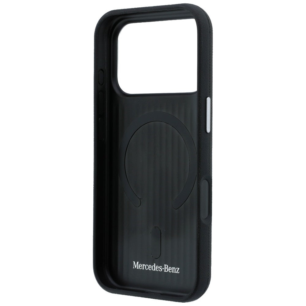 Mercedes Leather Semi Wrap Wood Effect MagSafe Case for iPhone 17 Pro Max - Black_6