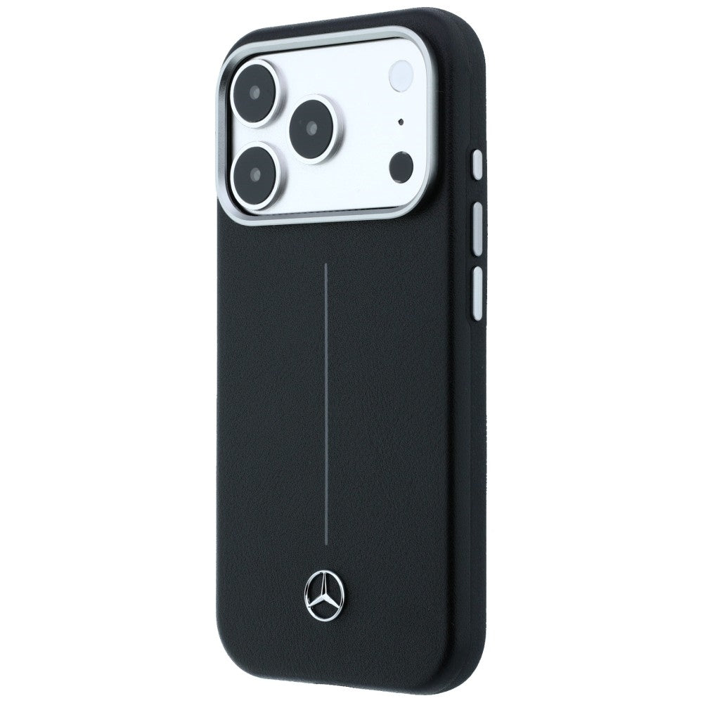 Mercedes Leather Semi Wrap Iconic Line MagSafe Case for iPhone 17 Pro - Black_1