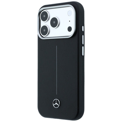 Mercedes Leather Semi Wrap Iconic Line MagSafe Case for iPhone 17 Pro - Black_1