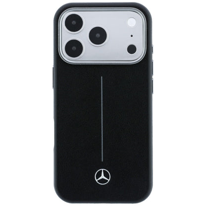 Mercedes Leather Semi Wrap Iconic Line MagSafe Case for iPhone 17 Pro - Black_2
