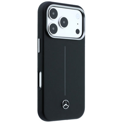 Mercedes Leather Semi Wrap Iconic Line MagSafe Case for iPhone 17 Pro - Black_3