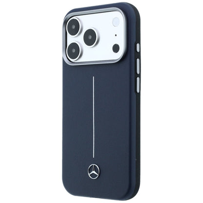 Mercedes Leather Semi Wrap Iconic Line MagSafe Case for iPhone 17 Pro - Navy Blue_1