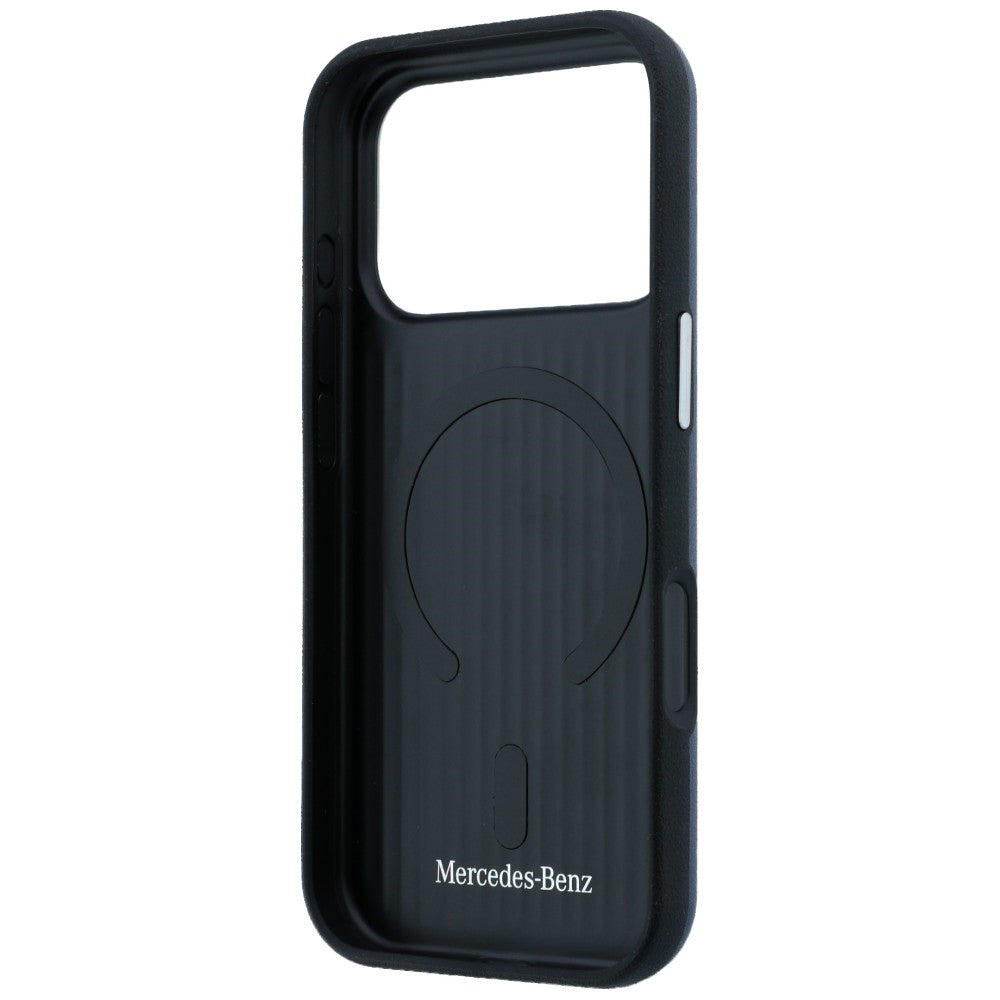 Mercedes Leather Semi Wrap Iconic Line MagSafe Case for iPhone 17 Pro - Navy Blue_6
