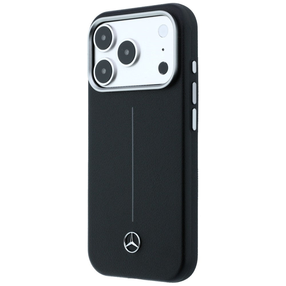 Mercedes Leather Semi Wrap Iconic Line MagSafe Case for iPhone 17 Pro Max - Black_1