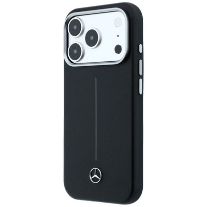 Mercedes Leather Semi Wrap Iconic Line MagSafe Case for iPhone 17 Pro Max - Black_1