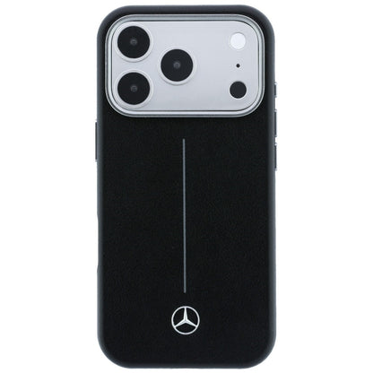 Mercedes Leather Semi Wrap Iconic Line MagSafe Case for iPhone 17 Pro Max - Black_2