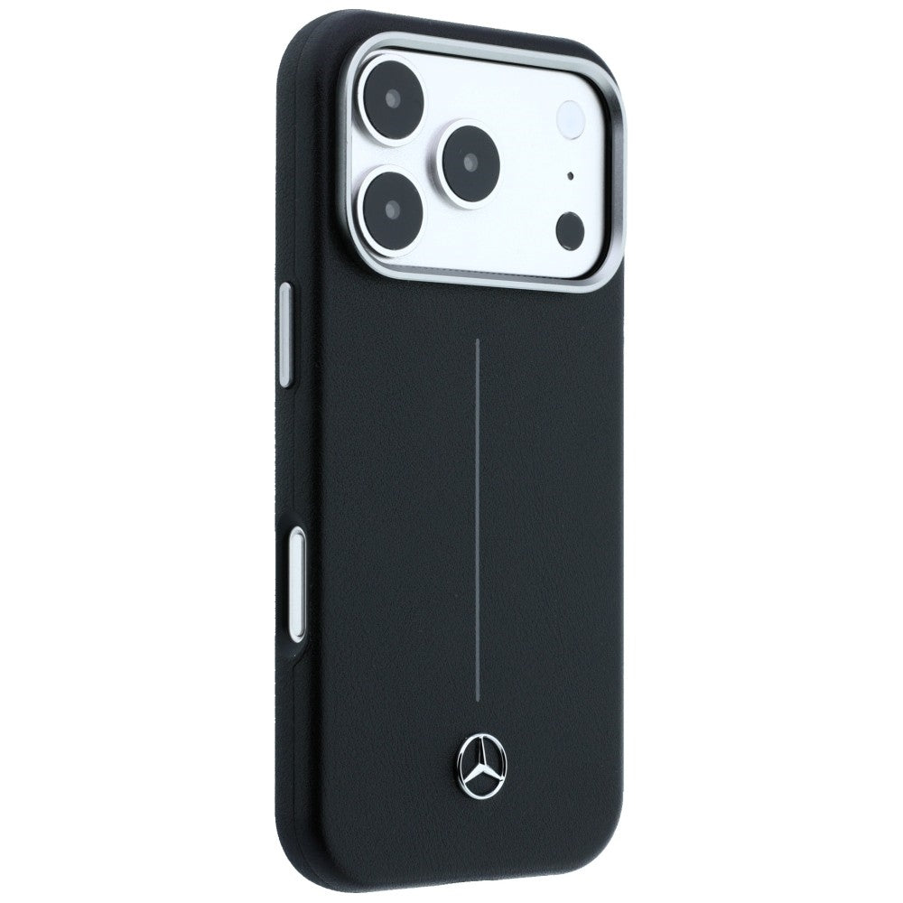 Mercedes Leather Semi Wrap Iconic Line MagSafe Case for iPhone 17 Pro Max - Black_3