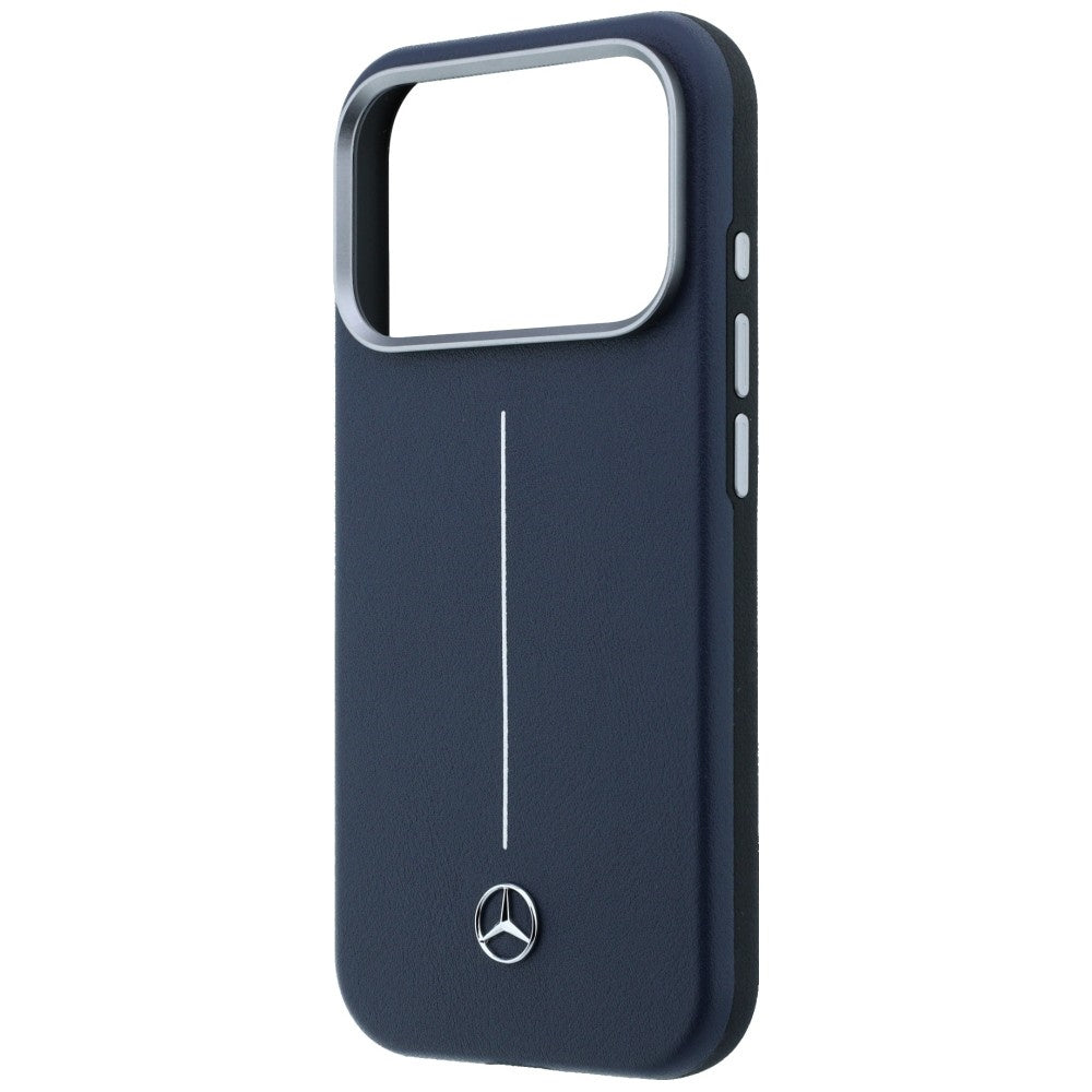 Mercedes Leather Semi Wrap Iconic Line MagSafe Case for iPhone 17 Pro Max - Navy Blue_5