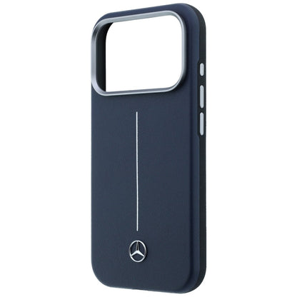 Mercedes Leather Semi Wrap Iconic Line MagSafe Case for iPhone 17 Pro Max - Navy Blue_5