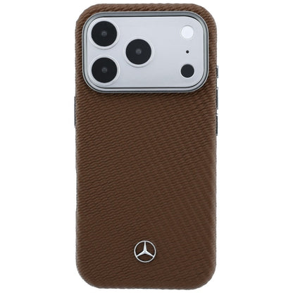 Mercedes Leather Semi Wrap Wood Effect MagSafe case for iPhone 17 Pro - brown_2
