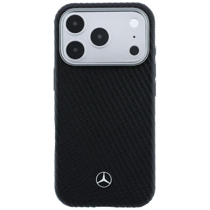 Mercedes Leather Semi Wrap Wood Effect MagSafe Case for iPhone 17 Pro - Black_2