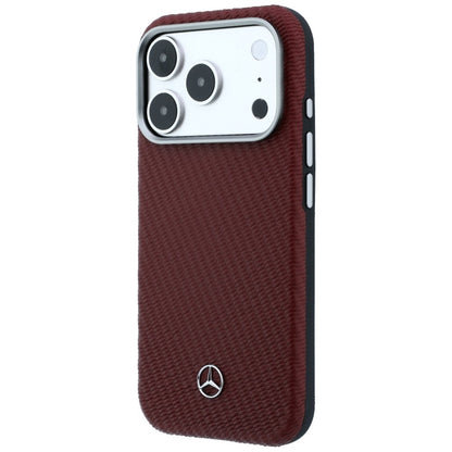 Mercedes Leather Semi Wrap Wood Effect MagSafe Case for iPhone 17 Pro - Red_1