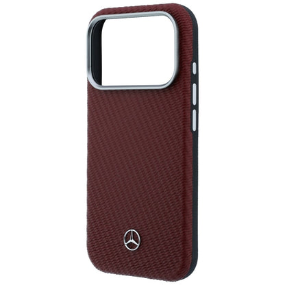 Mercedes Leather Semi Wrap Wood Effect MagSafe Case for iPhone 17 Pro - Red_5