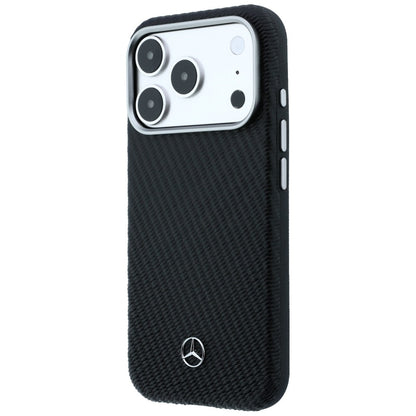 Mercedes Leather Semi Wrap Wood Effect MagSafe Case for iPhone 17 Pro Max - Black_1