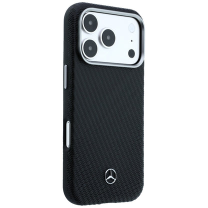 Mercedes Leather Semi Wrap Wood Effect MagSafe Case for iPhone 17 Pro Max - Black_3