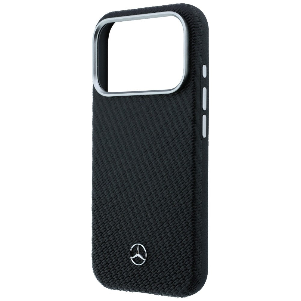 Mercedes Leather Semi Wrap Wood Effect MagSafe Case for iPhone 17 Pro Max - Black_5