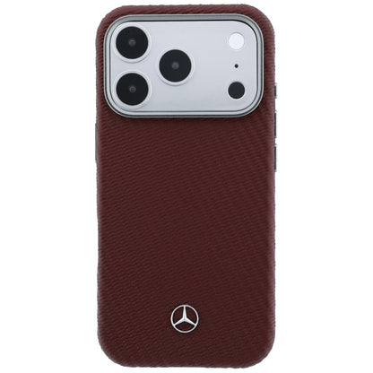Mercedes Leather Semi Wrap Wood Effect MagSafe Case for iPhone 17 Pro Max - Red_2