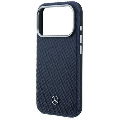 Mercedes Leather Semi Wrap Wood Effect MagSafe Case for iPhone 17 Pro Max - Navy Blue_5