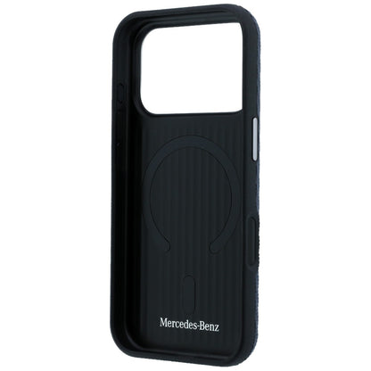 Mercedes Leather Semi Wrap Wood Effect MagSafe Case for iPhone 17 Pro Max - Navy Blue_6