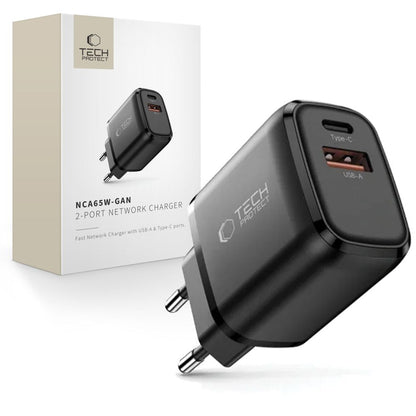Ładowarka sieciowa Tech-Protect NCA65W-GAN PD 65W / QC3.0 2-Porty - czarna_0