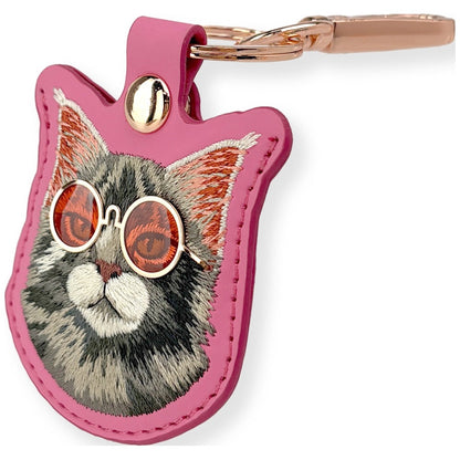 Etui Nimmy Glasses Cool and Cute Cat na lokalizator - różowe_2