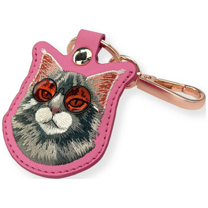 Etui Nimmy Glasses Cool and Cute Cat na lokalizator - różowe_4