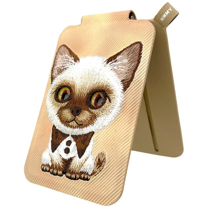 Nimmy New Big-Eye Cute Pets 2.0 Cat Magnetic Wallet with Phone Stand - Brown_2