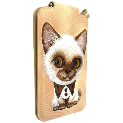 Nimmy New Big-Eye Cute Pets 2.0 Cat Magnetic Wallet with Phone Stand - Brown_5