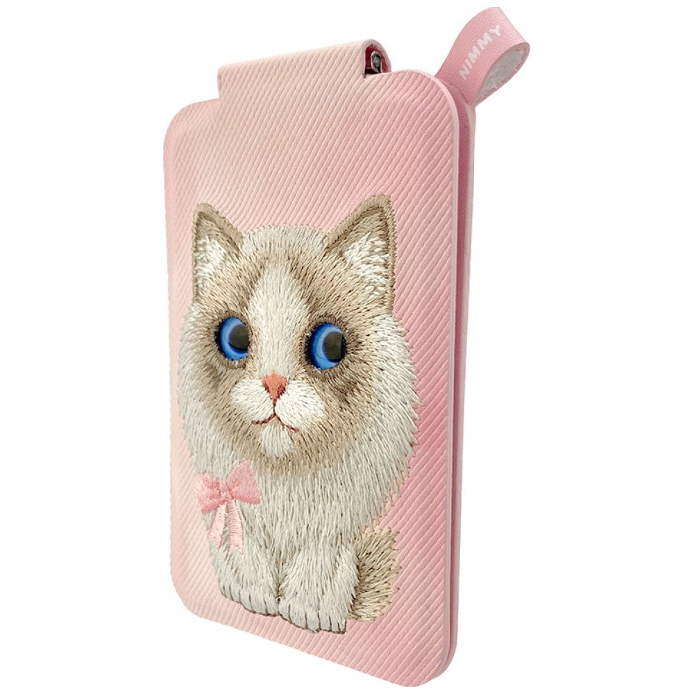 Nimmy New Big-Eye Cute Pets 2.0 Cat Magnetic Wallet with Phone Stand - Pink_1