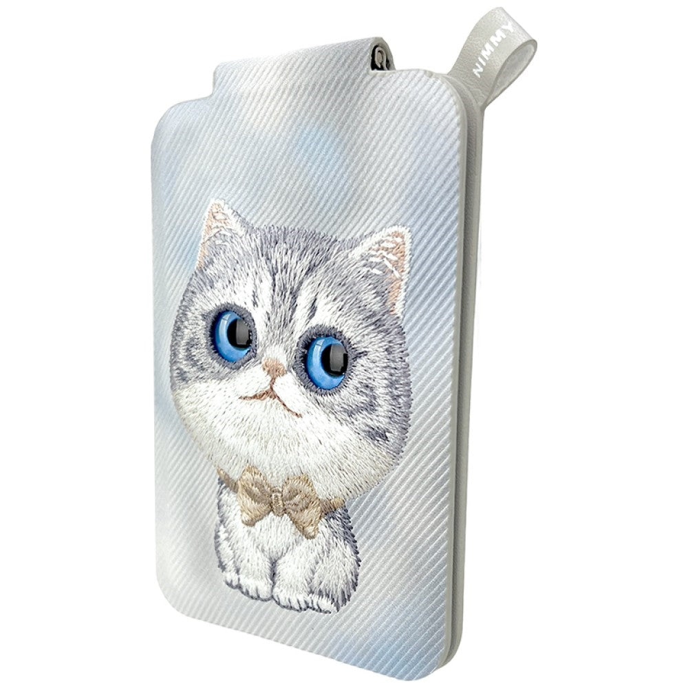 Nimmy New Big-Eye Cute Pets 2.0 Cat Magnetic Wallet with Phone Stand - Gray_1