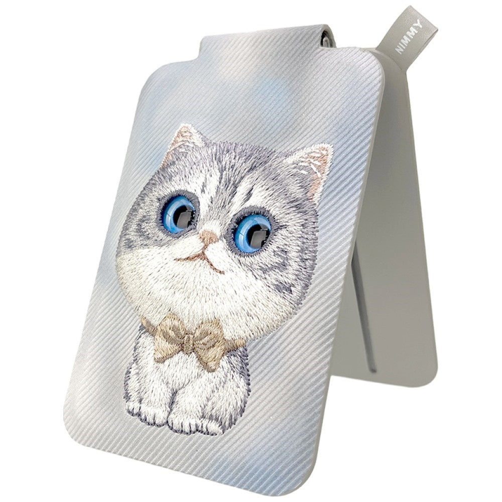 Nimmy New Big-Eye Cute Pets 2.0 Cat Magnetic Wallet with Phone Stand - Gray_2