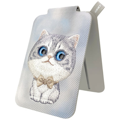 Nimmy New Big-Eye Cute Pets 2.0 Cat Magnetic Wallet with Phone Stand - Gray_2