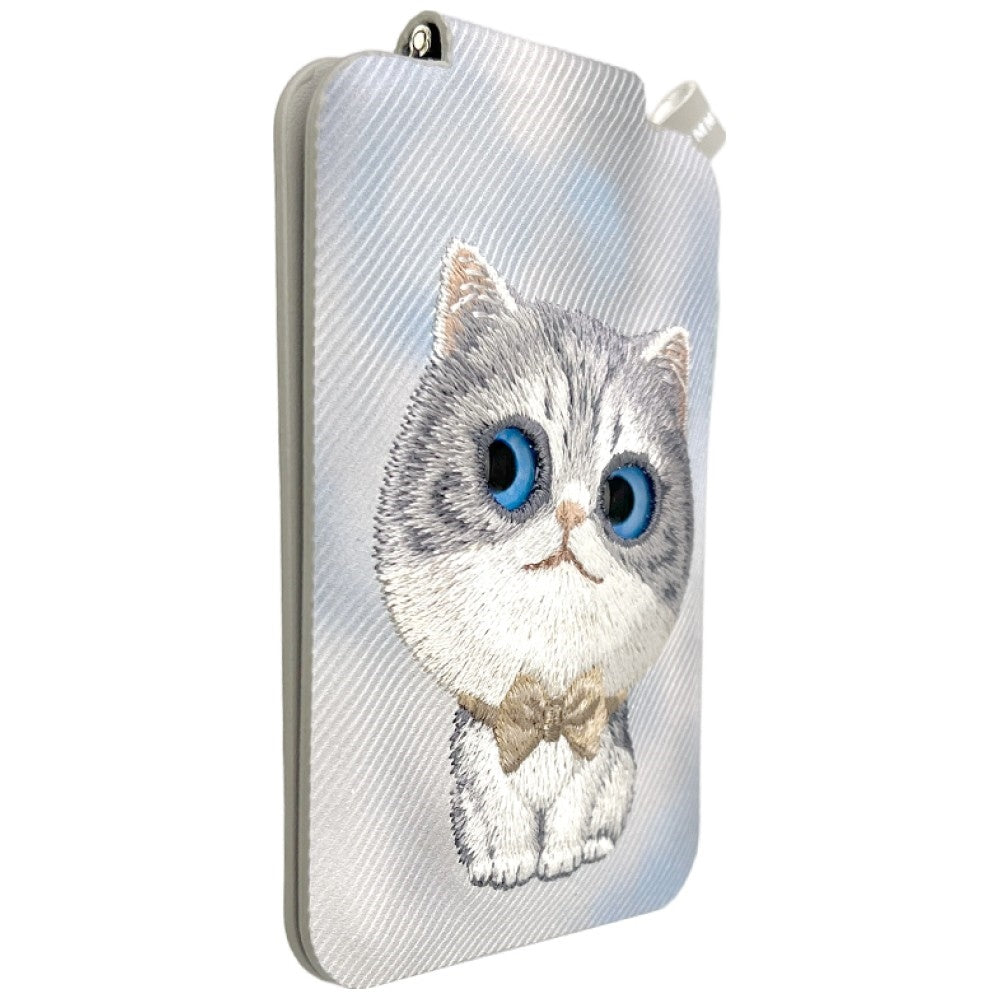 Nimmy New Big-Eye Cute Pets 2.0 Cat Magnetic Wallet with Phone Stand - Gray_5