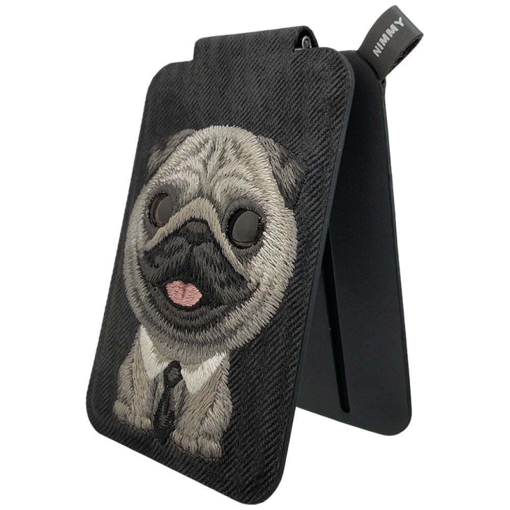 Nimmy New Big-Eye Cute Pets 2.0 Dog Magnetic Wallet with Phone Stand - Black_4