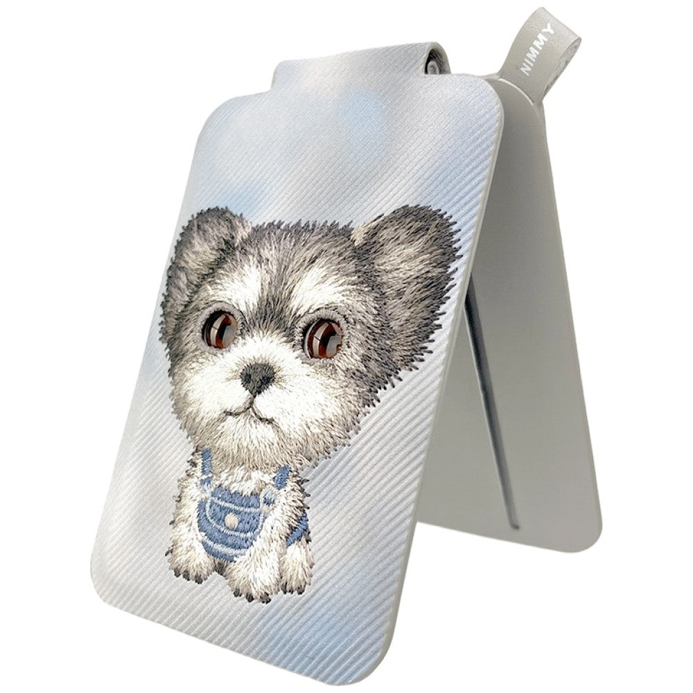 Nimmy New Big-Eye Cute Pets 2.0 Dog Magnetic Wallet with Phone Stand - Gray_2