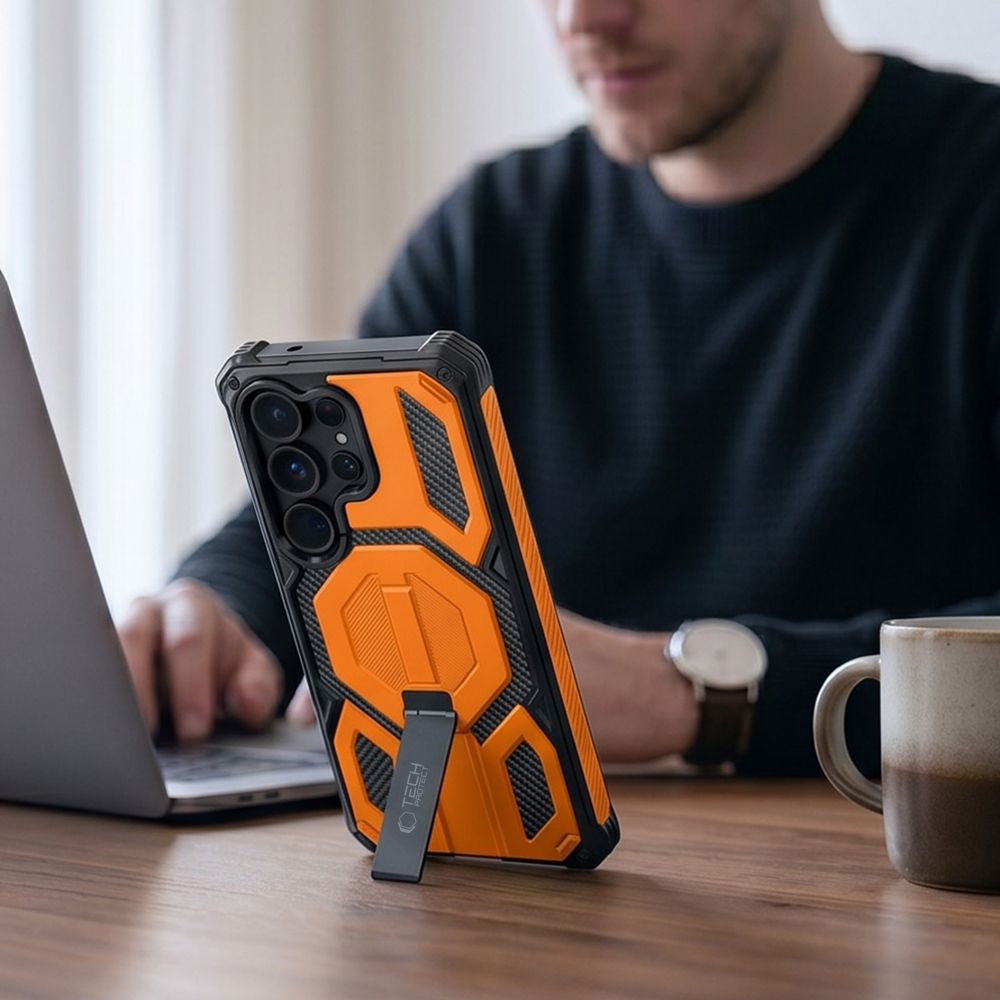 Tech-Protect MagBlast MagSafe Case + Tempered Glass 2-Pack for Samsung Galaxy S26 Ultra - Black and Orange_4