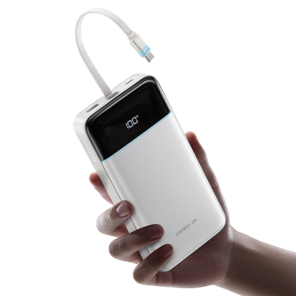 Cuktech LPB252N 120W 25000mAh Powerbank with Built-in USB-C Cable - White_1