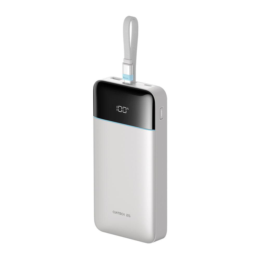 Cuktech LPB252N 120W 25000mAh Powerbank with Built-in USB-C Cable - White_0