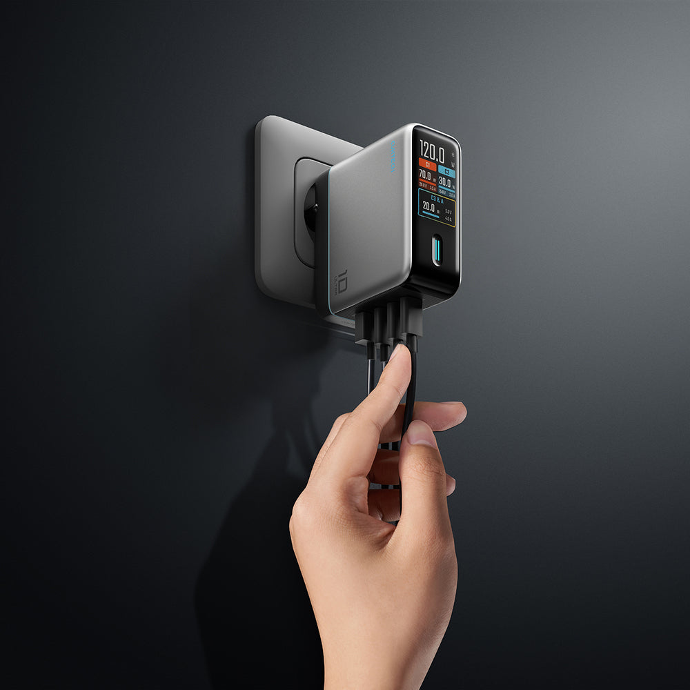 Cuktech AD1204U 120W Wall Charger with Display and USB-C Cable - Silver_10