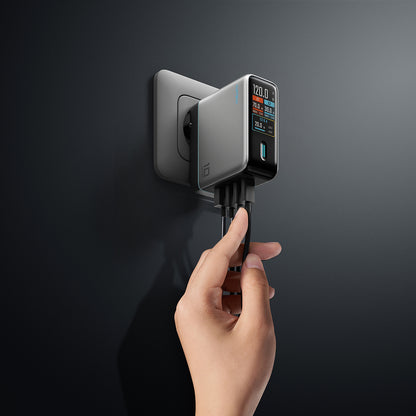 Cuktech AD1204U 120W Wall Charger with Display and USB-C Cable - Silver_10