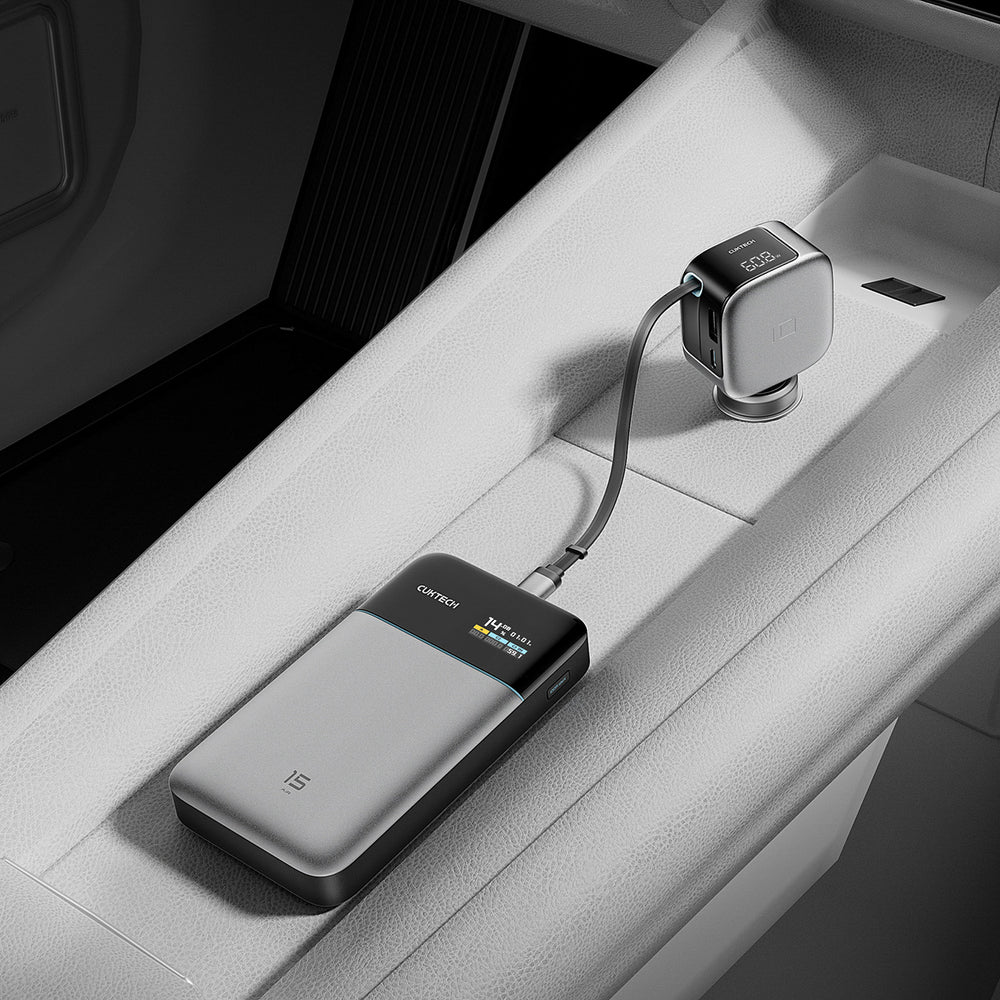 Cuktech CC903P 100W Car Charger with Display and 70cm Retractable USB-C Cable - Gray_18