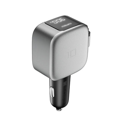 Cuktech CC903P 100W Car Charger with Display and 70cm Retractable USB-C Cable - Gray_1