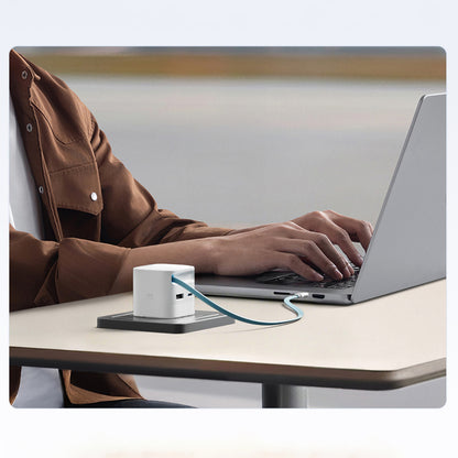 Cuktech AD653W 67W GaN 2x USB-C + USB-A Wall Charger with 70cm Retractable USB-C Cable - White_7