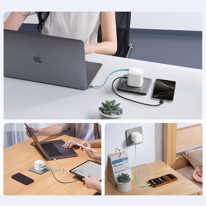 Cuktech AD653W 67W GaN 2x USB-C + USB-A Wall Charger with 70cm Retractable USB-C Cable - White_8