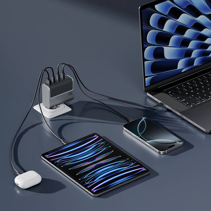 Cuktech AD1404UEU 140W GaN 3x USB-C + USB-A Wall Charger with USB-C Cable - Gray_9