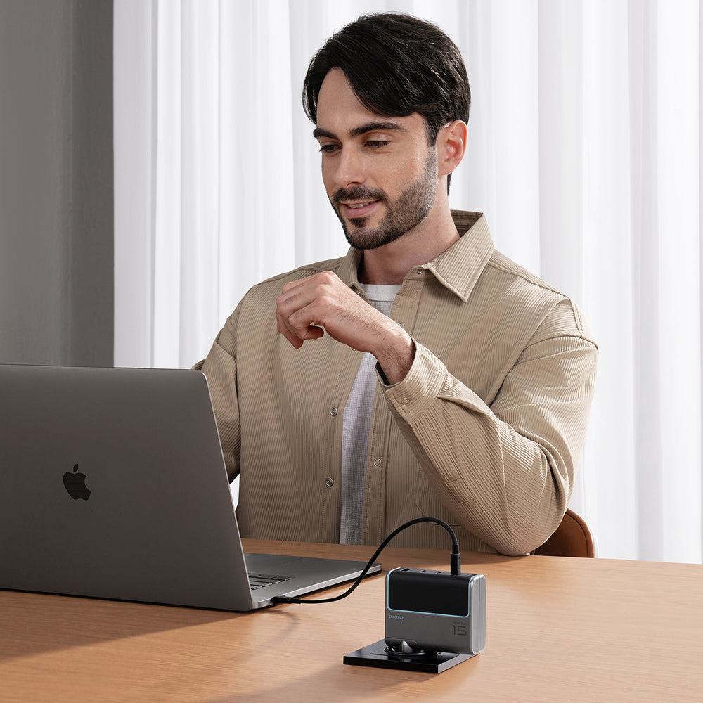 Cuktech AD1404UEU 140W GaN 3x USB-C + USB-A Wall Charger with USB-C Cable - Gray_17