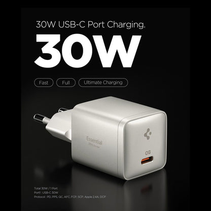 Wall Charger Spigen EE301EU Essential, 30W, 3A, 1 x USB-C, Natural Titanium ACH10448 _1