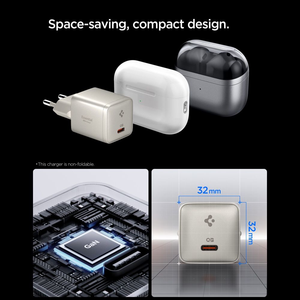 Wall Charger Spigen EE301EU Essential, 30W, 3A, 1 x USB-C, Natural Titanium ACH10448 _3